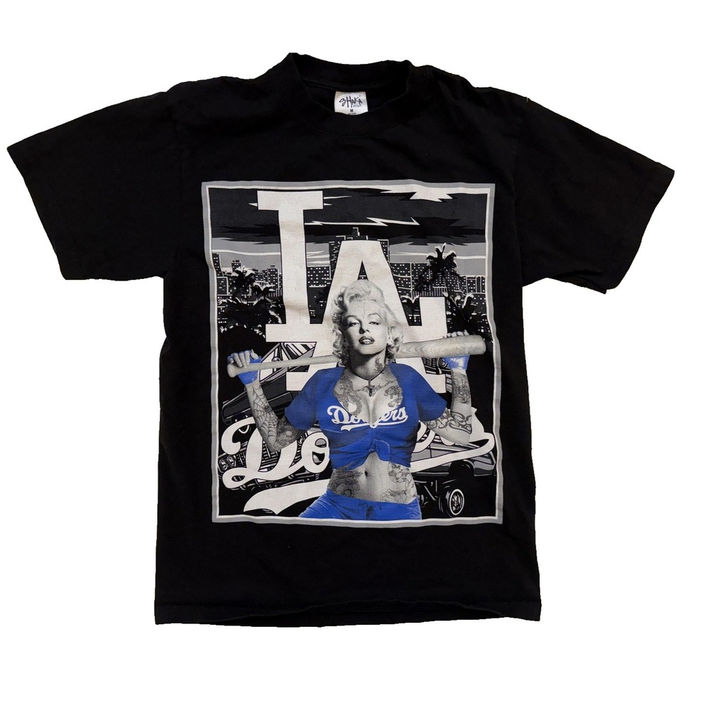 Marilyn Monroe LA Dodgers TShirt Mens M Shaka Wear Heavyweight Y2K Streetwear